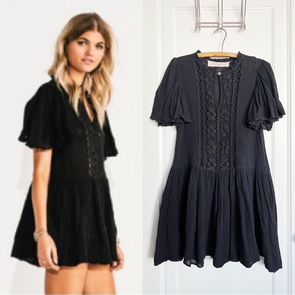 Jen’s Pirate Booty • Trickster Mini Dress in Black cotton gauze crochet lace - Picture 1 of 12